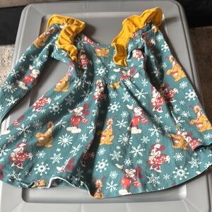 Disney Character Print Dress with Yellow Accents